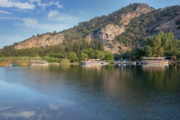 Rock Cut Temple Tombs Ancient City Kaunos Dalyan Mula Turkey —  Fotos de Stock