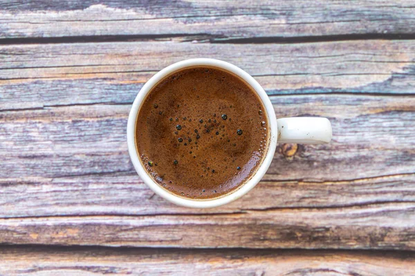 Türkischer Kaffee Auf Holzgrund Draufsicht — Stockfoto