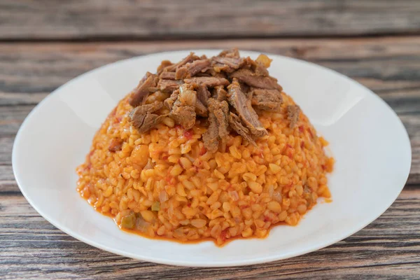 Tradicional Bulgur Pilaf Turco Bulgur Pilaf Con Carne Cordero —  Fotos de Stock