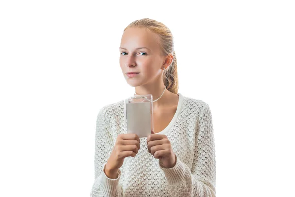 Portrait of a young girl with badge — Stock Photo, Image
