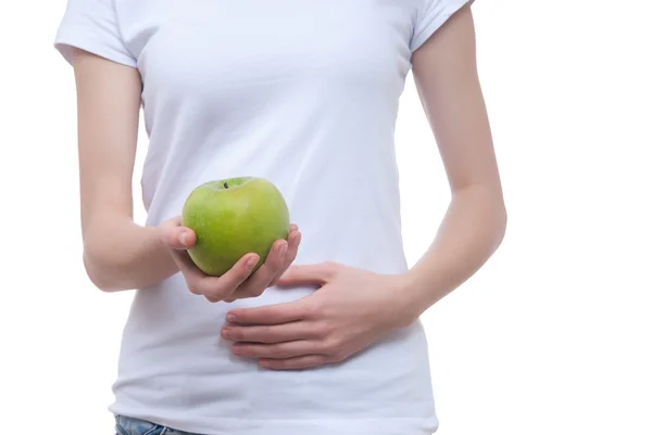 Body of girl with apple — Stock Photo, Image