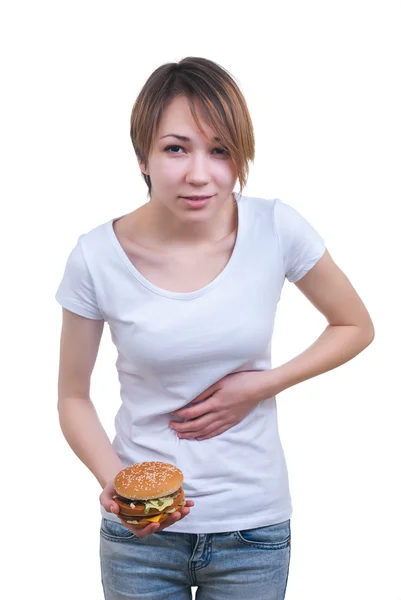Κορίτσι με ισχυρή στομαχόπονο — Φωτογραφία Αρχείου