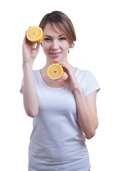 Two lemons in girl's hands — Stock Photo, Image