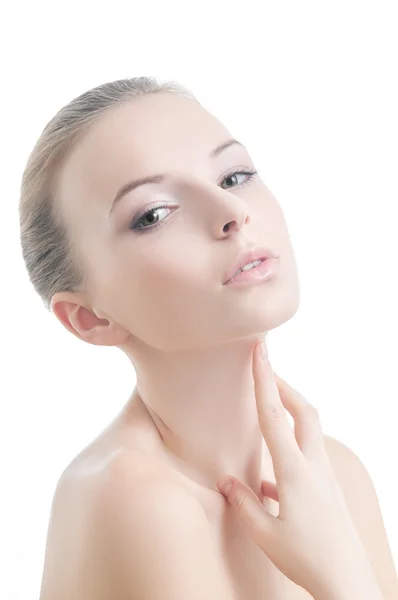 Retrato de belleza de niña aislada en blanco —  Fotos de Stock