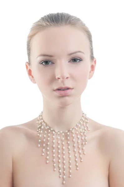 Schönheit Porträt von Mädchen mit Halskette — Stockfoto