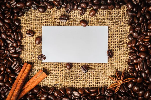 Coffe frame with visiting card in it — Stock Photo, Image