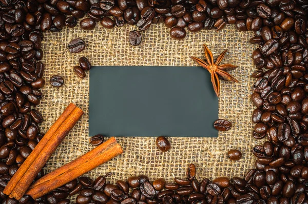 Cadre de café avec carte de visite dedans — Photo