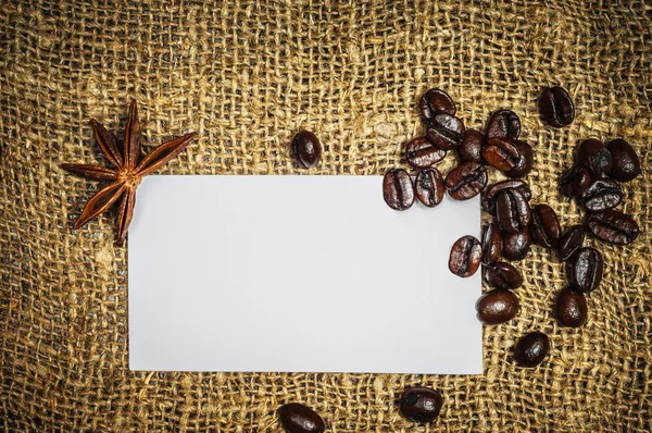 Carte de visite avec café et anis étoilé — Photo