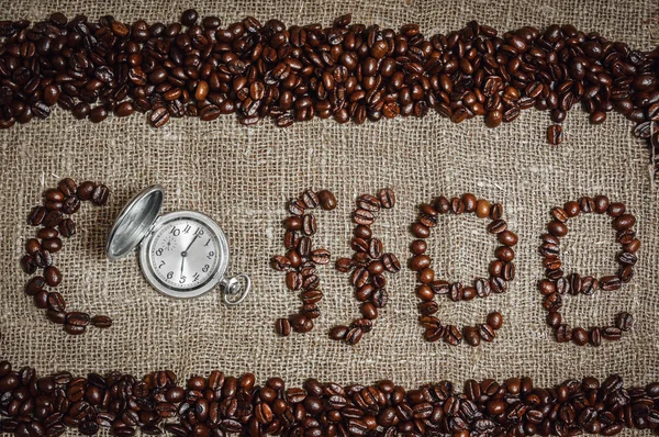 Caffè testo con orologio retrò come "o " — Foto Stock