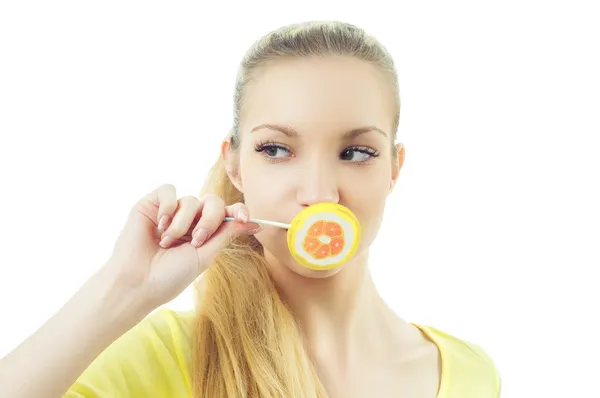 Girl with candy — Stock Photo, Image