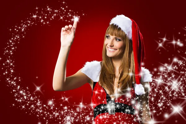 Retrato de hermosa chica sexy con ropa de Santa Claus — Foto de Stock