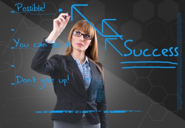 sanal ekran üzerinde yazma iş kadını