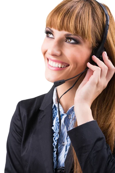 Mujer de negocios con auriculares — Foto de Stock