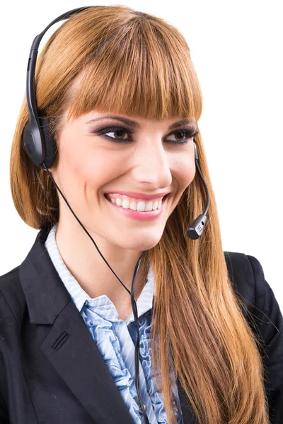 Mujer de negocios con auriculares — Foto de Stock