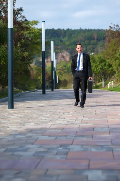 Empresario caminando en un parque —  Fotos de Stock