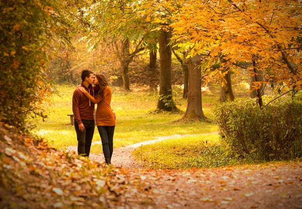 Pareja en el parque de otoño — Foto de Stock