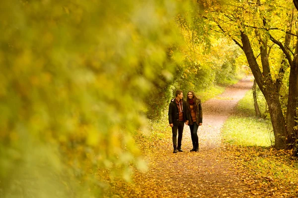 Pareja en el parque de otoño — Foto de Stock