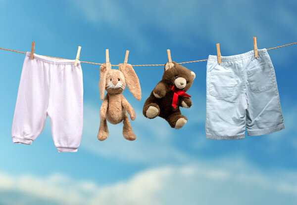 Clothes drying on the rope