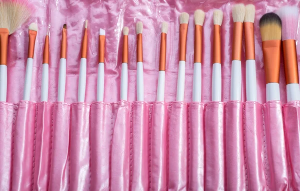 Conjunto de pincel de maquiagem rosa — Fotografia de Stock