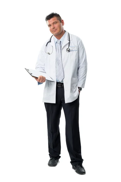 Young doctor with stethoscope and folder — Stock Photo, Image