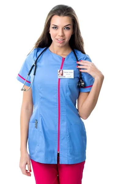 Young pretty nurse  in work clothes — Stock Photo, Image