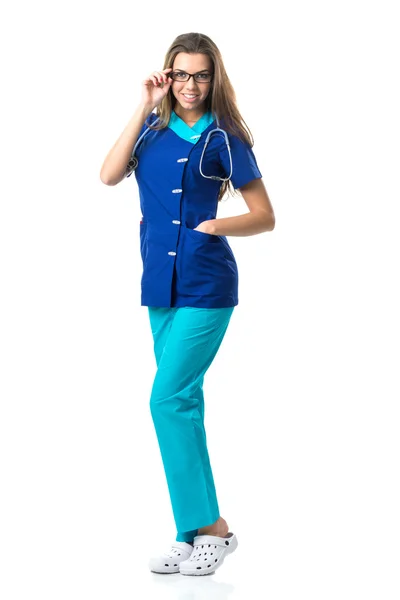 Pretty nurse with glasses — Stock Photo, Image