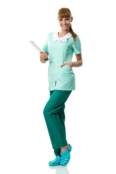Dość uśmiechający się pielęgniarka — Zdjęcie stockowe