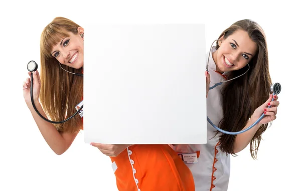 Two nurses with stethoscope — Stock Photo, Image