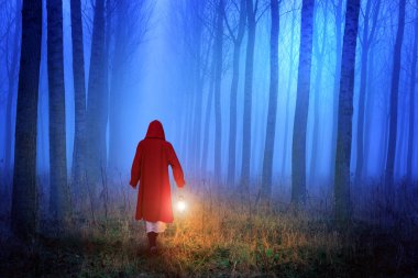Little Red Riding Hood in the forest clipart