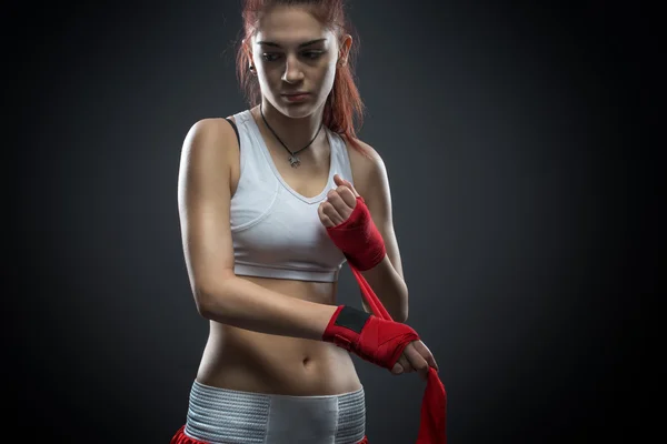 Mulher de boxe — Fotografia de Stock