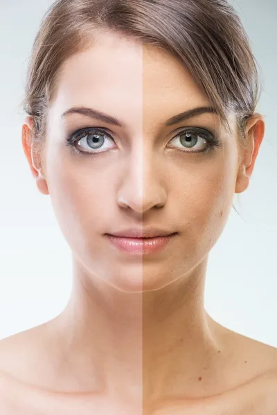Before and after tanning Royalty Free Stock Images