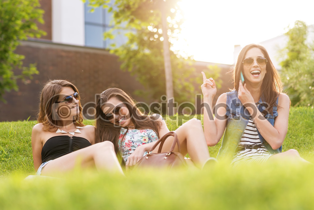 Women feels good in grass