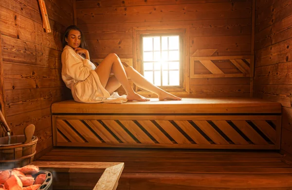 Paar in der Sauna — Stockfoto