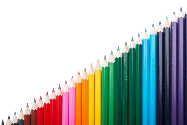 Colored pencils lopsided putting — Stock Photo, Image