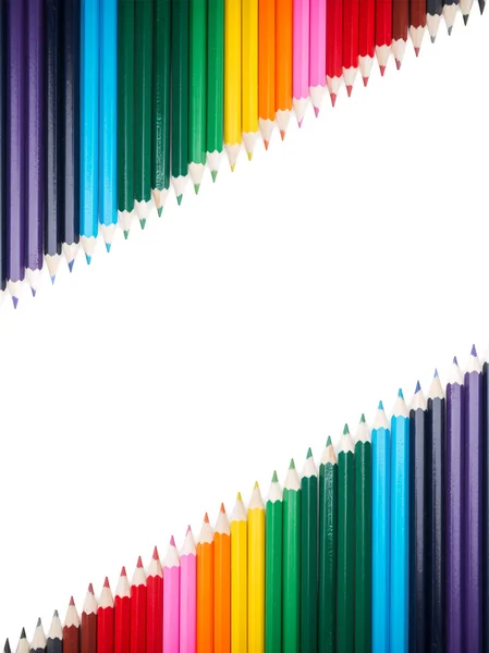 Colored pencils lopsided putting — Stock Photo, Image