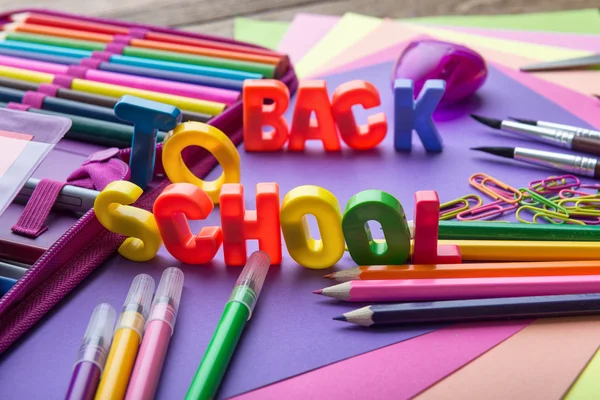 Papelería escolar en montón — Foto de Stock