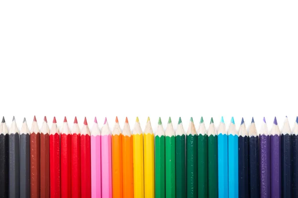 Colorful pencils in row nicely Royalty Free Stock Photos