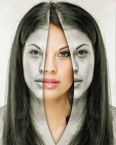 Woman before and after makeup