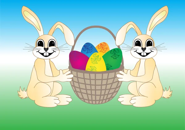 Deux lapins de Pâques — Image vectorielle