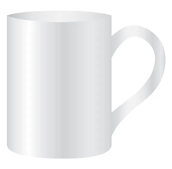 Taza blanca vacía en blanco para café o té — Vector de stock