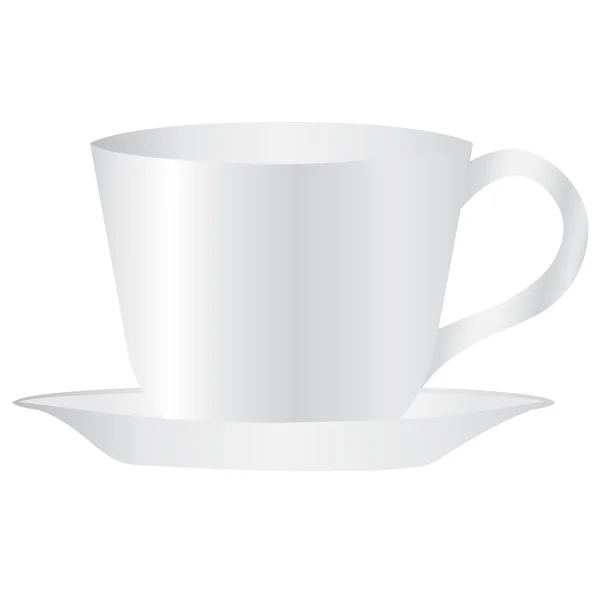 Taza blanca vacía en blanco para café o té — Vector de stock