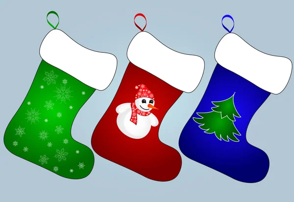 Christmas socks with ornaments — Stock Vector