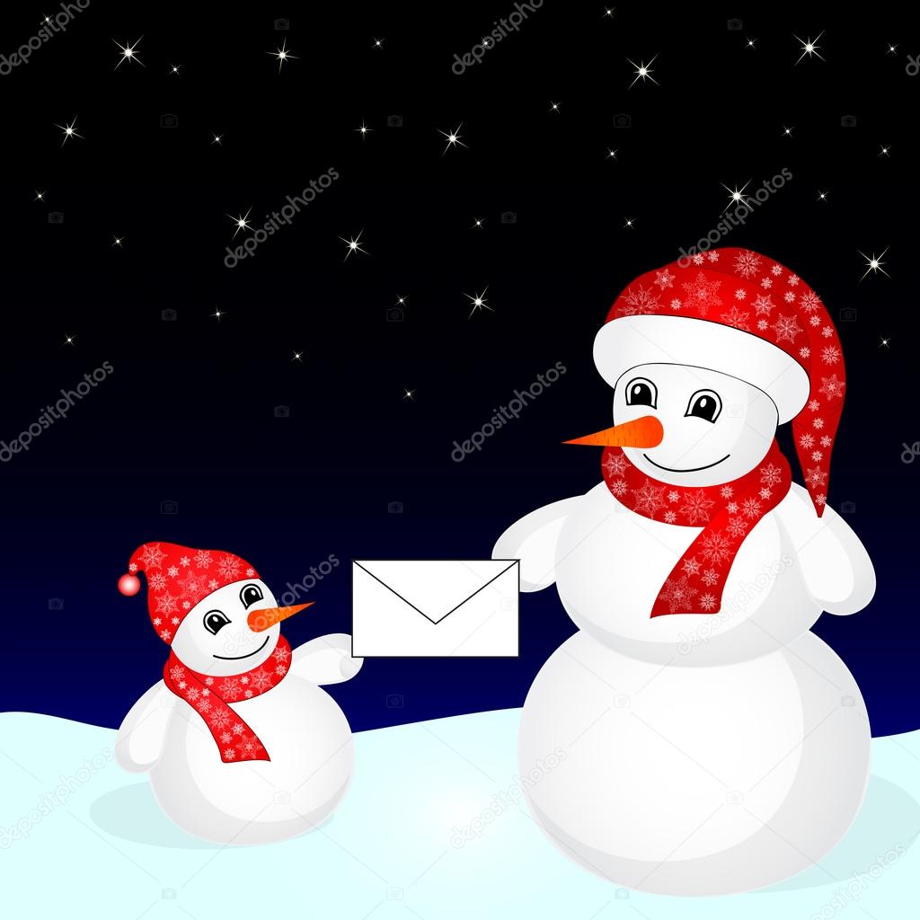 Snowman in christmas night