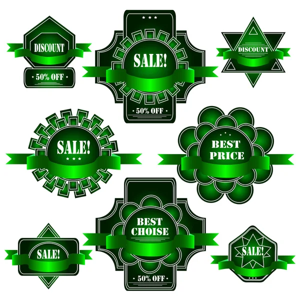 Set of green labels. — Stock Vector