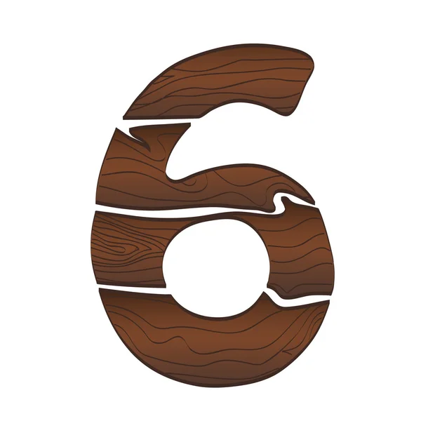 Números de madeira 6 — Vetor de Stock