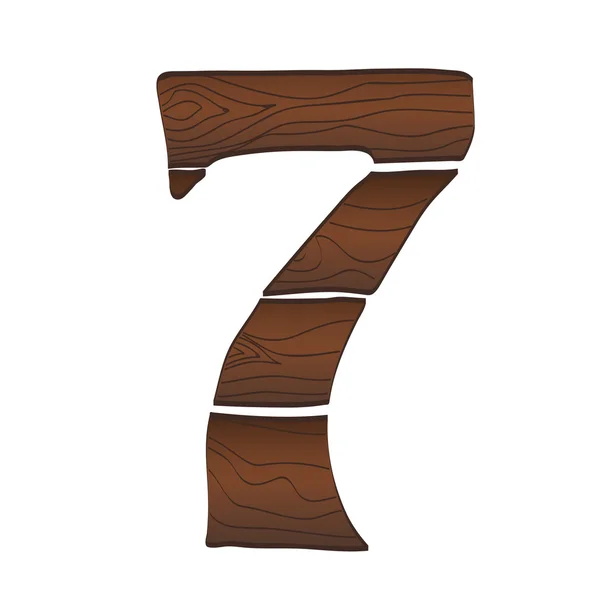 Wood Numbers 7 — Stock Vector