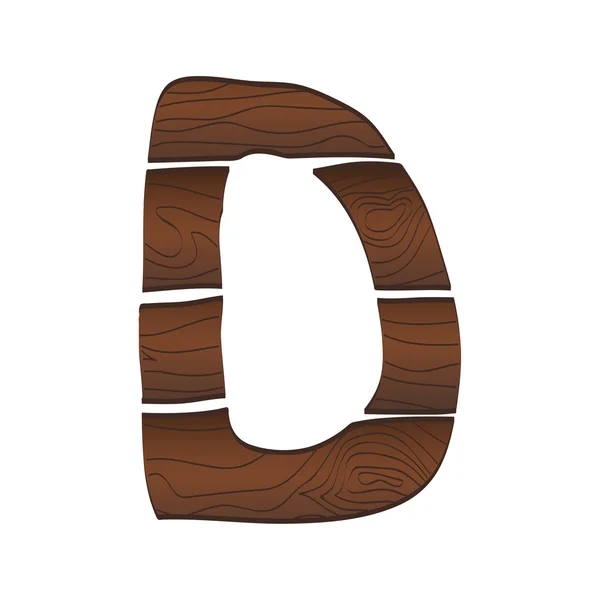 Lettre D en bois — Image vectorielle