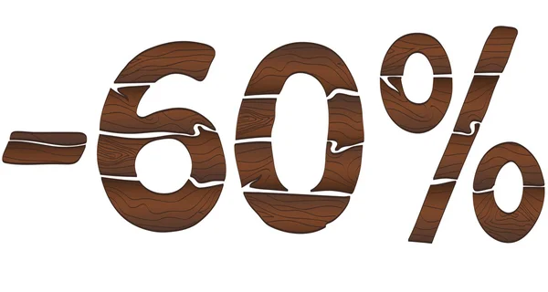 60 Icône pourcentage bois — Image vectorielle