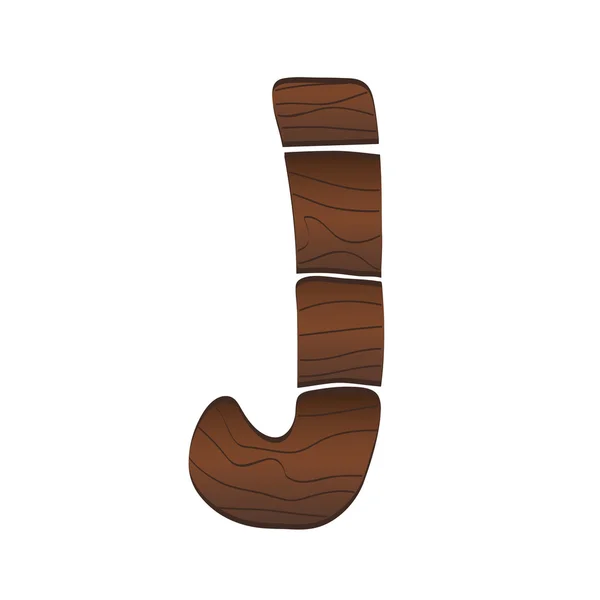 Letter J from wood — Stock Vector