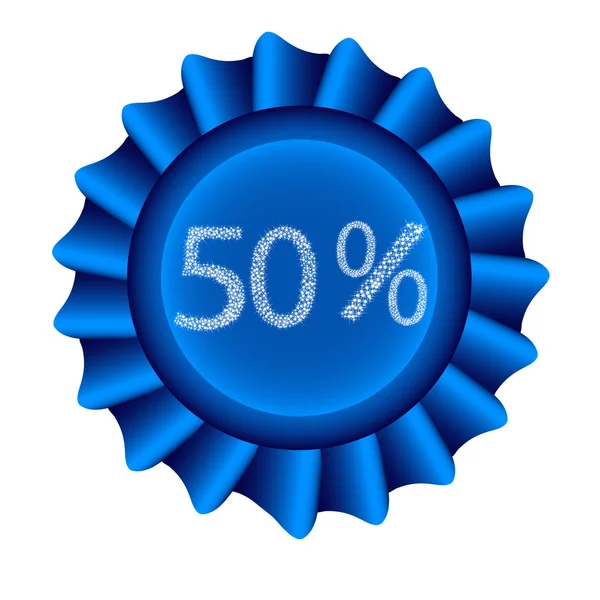 Blaue Plakette - 50 Prozent — Stockvektor